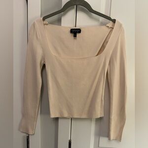 Topshop Cream Square Neck Women's Top